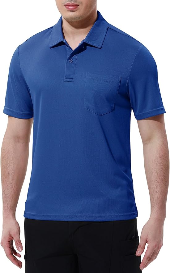 TBMPOY Men's Polo Shirts with Pocket Short Sleeve Quick Dry Casual Sports Outdoor Golf Shirt