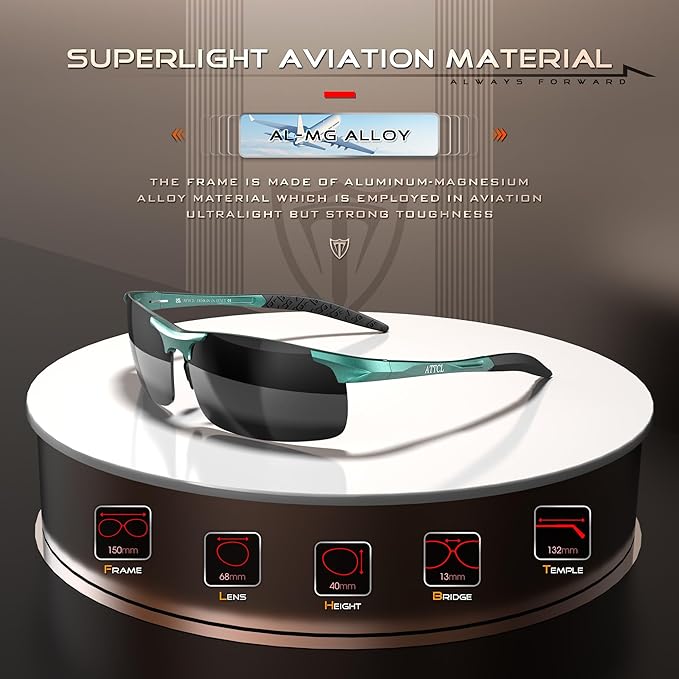 ATTCL Men's Sports Polarized Sunglasses Men for Driving running Fishing Golf - UV Protection Sun glasses Metal Frame