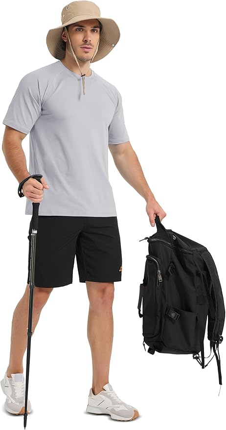 MAGCOMSEN Men's Short Sleeve UPF 50+ Sun Protection Shirts Quick Dry Athletic T-Shirt Hiking Running Swimming Rash Guard