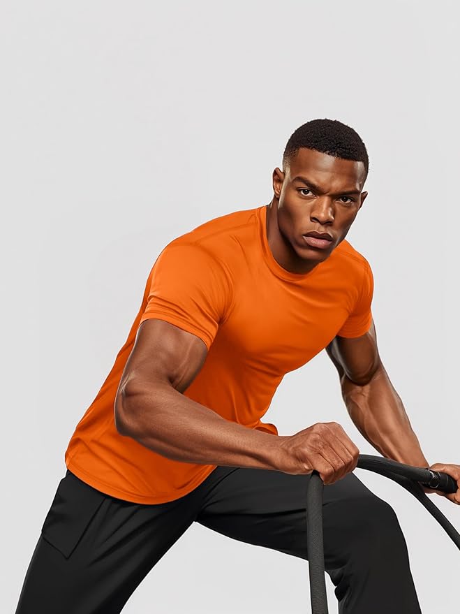 Zengjo Athletic Shirts for Men Short Sleeve Quick Dry Workout Running Gym Sport Exercise Tee Moisture Wicking