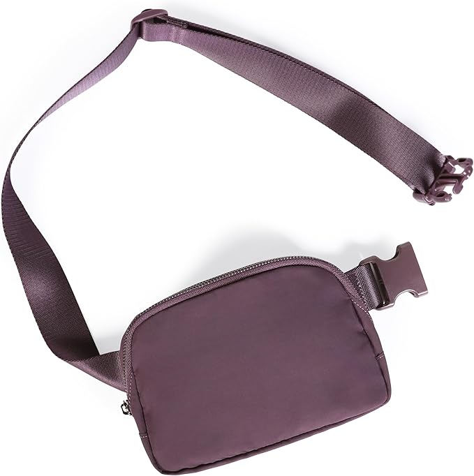 ODODOS Unisex Mini Belt Bag with Adjustable Strap Small Fanny Pack for Workout Running Traveling Hiking, Plum