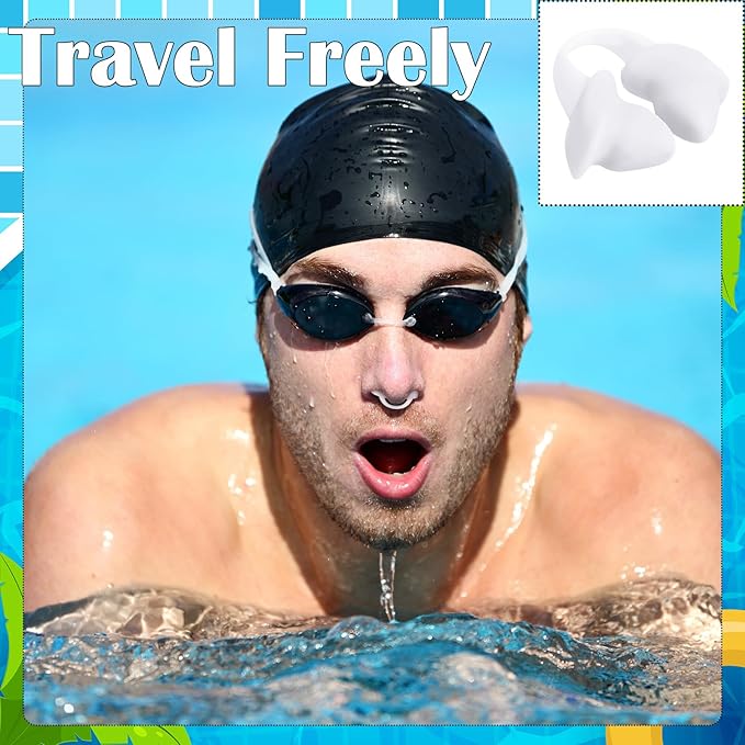 Soulchen 2 Pcs Swimming Nose Plugs Silicone Waterproof Painless Swim Nose Clip with Storage Box for Adults Kids Men Women Beginners