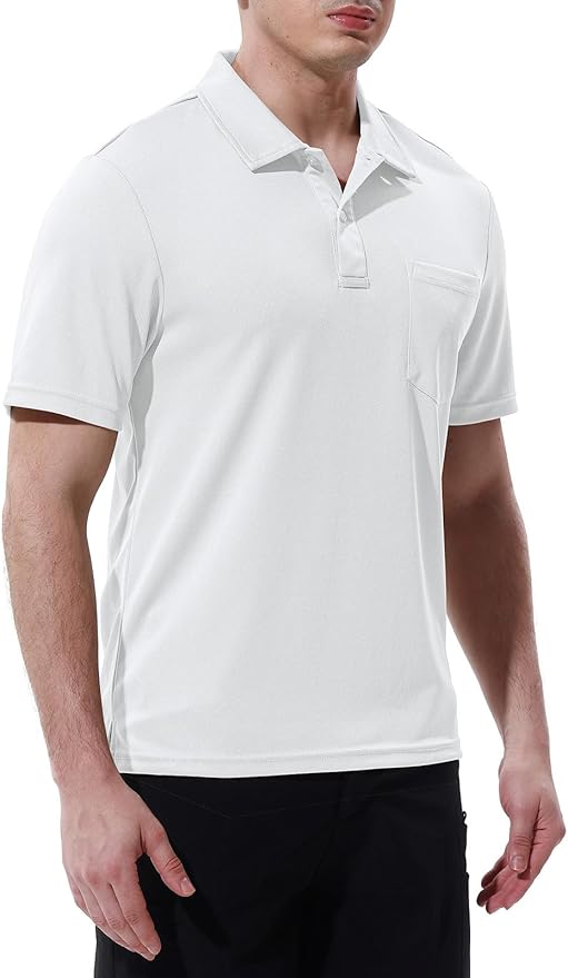 TBMPOY Men's Polo Shirts with Pocket Short Sleeve Quick Dry Casual Sports Outdoor Golf Shirt