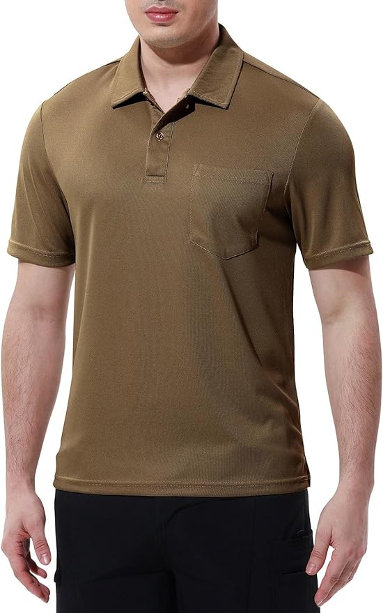 TBMPOY Men's Polo Shirts with Pocket Short Sleeve Quick Dry Casual Sports Outdoor Golf Shirt