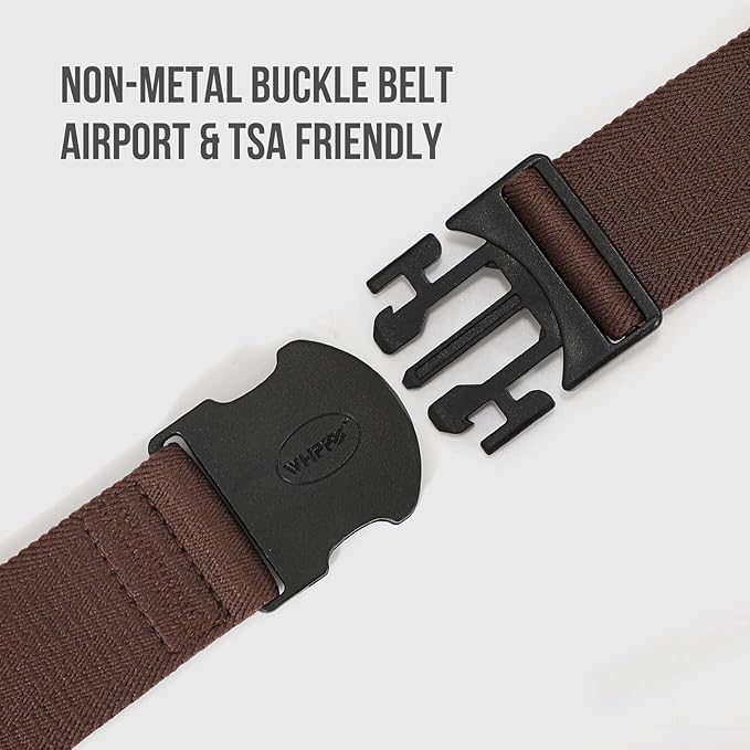 WHIPPY Mens Elastic Stretch Belt Unisex Adventure Web Belt for Women Men with Non-Metal Buckle Adjustable Belts