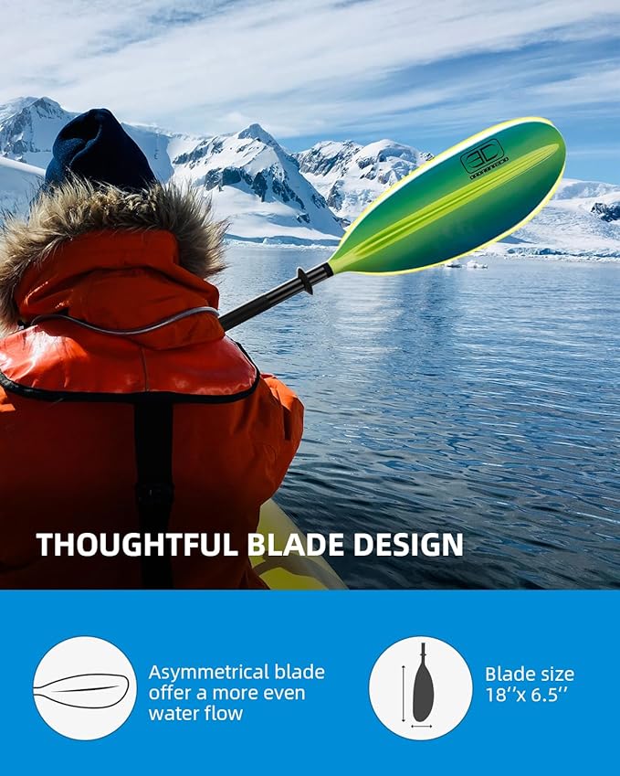 OCEANBROAD Kayak Paddle 86in/218cm, 90.5in/230cm, 95in/241cm Alloy Shaft Kayaking Boating Canoeing Oar with Paddle Leash