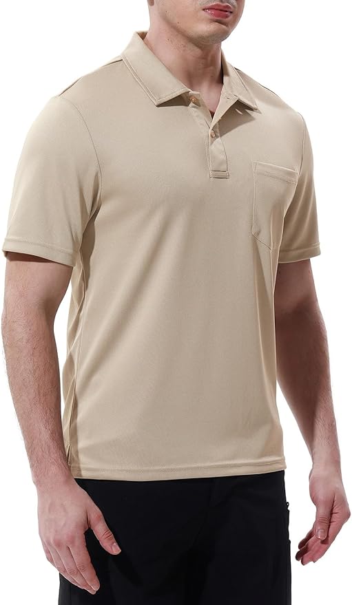 TBMPOY Men's Polo Shirts with Pocket Short Sleeve Quick Dry Casual Sports Outdoor Golf Shirt