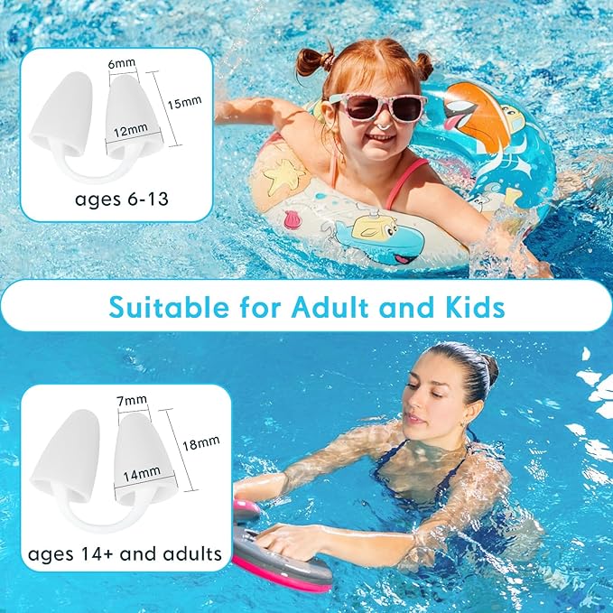 Painless Nose Plugs for Swimming for Kids (Age 6-13) and Adults, Silicone Waterproof Nose Clip for Swimming,Ensure Comfort and Safety in The Water