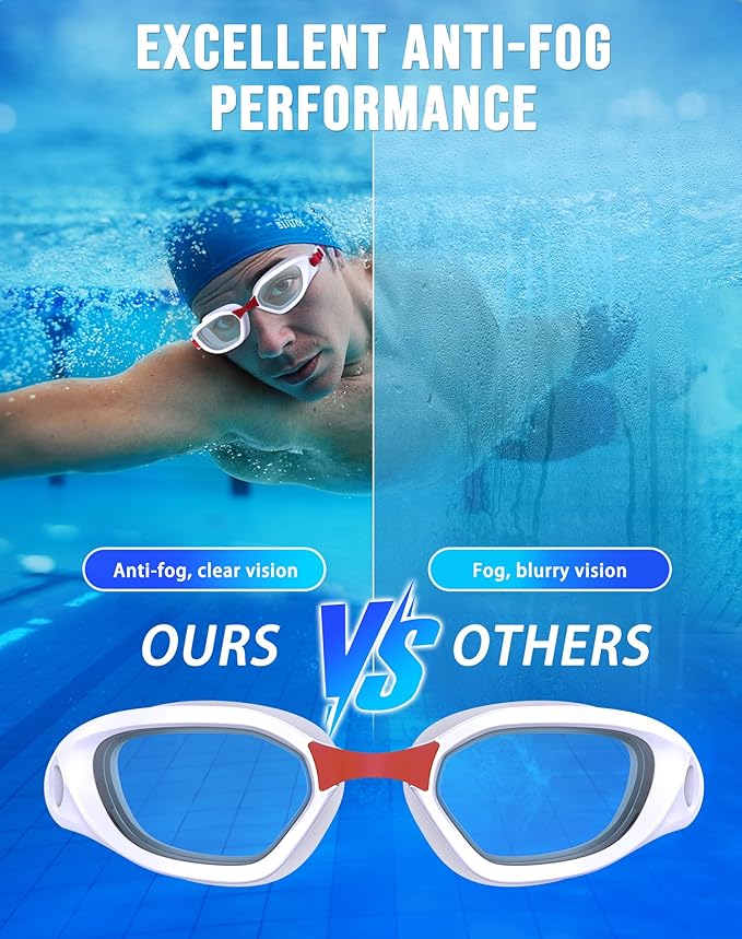 Swim Goggles, Unisex Adult Swimming Goggles Anti Fog Anti UV No Leakage Wide View for Men Women Youth