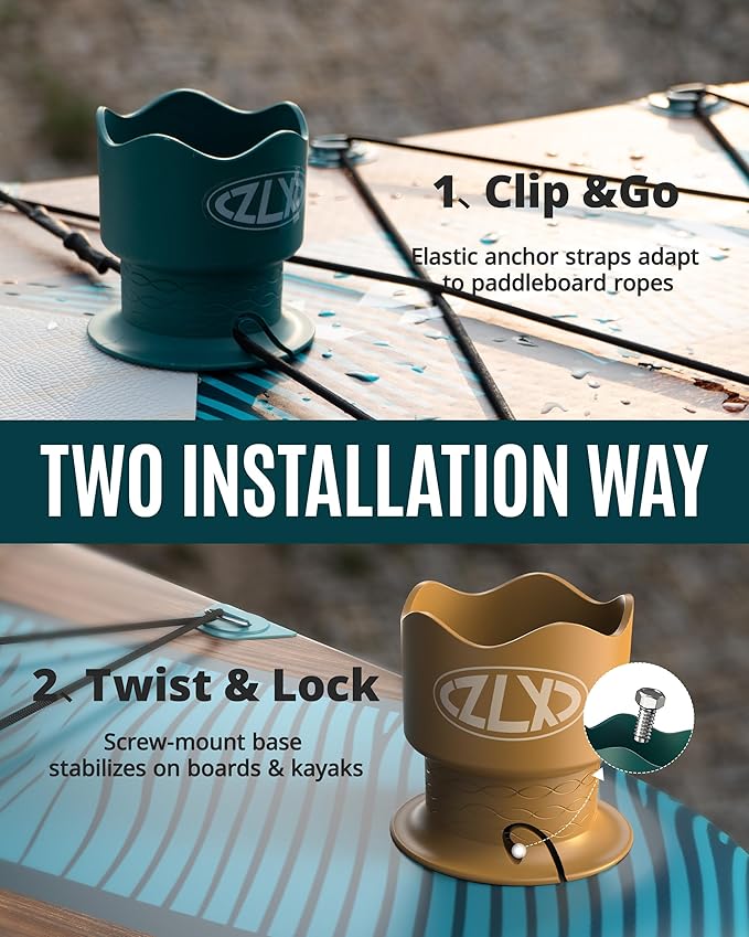 ZLX Cup Paddle Board Kayak Cup Holder, Stand Up Paddle Board Cup Holder Paddleboard Accessories Surfboards, Canoes Kayak Holder for Types of Cup Bottle Drink