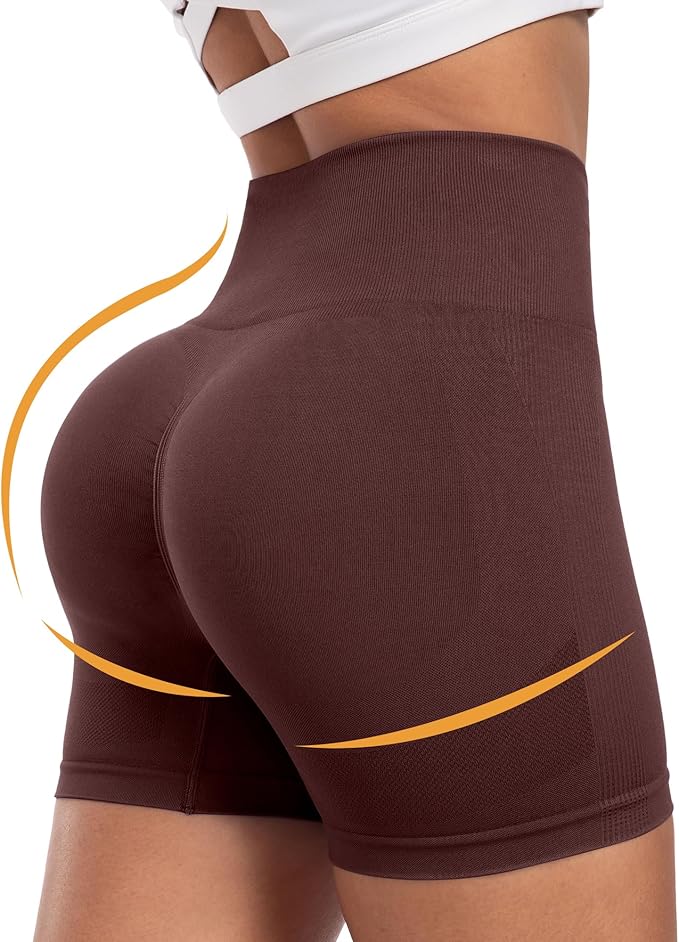 CHRLEISURE Women's 4 Packs Workout Gym Shorts, High Waisted Butt Lifting Scrunch Butt Seamless Booty Shorts