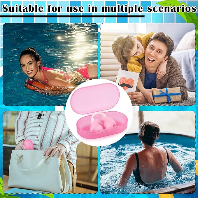 Soulchen 2 Pcs Swimming Nose Plugs Silicone Waterproof Painless Swim Nose Clip with Storage Box for Adults Kids Men Women Beginners