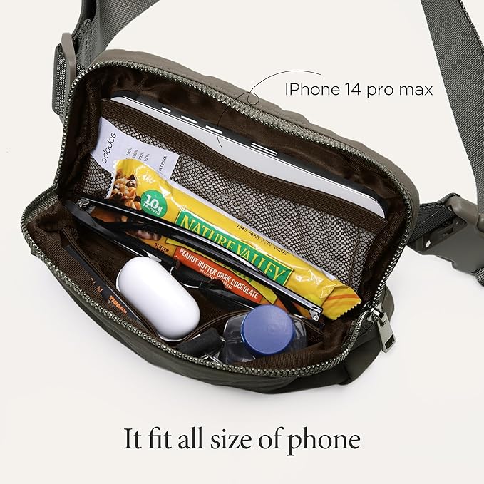 ODODOS Unisex Mini Belt Bag with Adjustable Strap Small Fanny Pack for Workout Running Traveling Hiking, Dark Umber