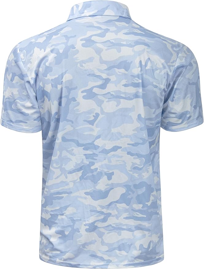 TAPULCO Mens Quick Dry Polo Shirts Camouflage Pattern Performance Athletic Lightweight Breathable Casual Golf Tshirts