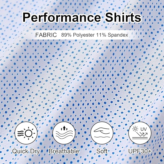 Golf Shirts for Men - Moisture Wicking Short Sleeve Performance Sport Casual Striped Collared Mens Polo Shirt