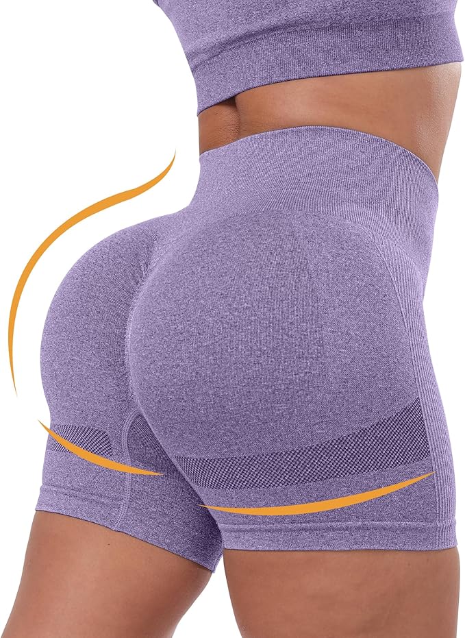 CHRLEISURE Women's 4 Packs Workout Gym Shorts, High Waisted Butt Lifting Scrunch Butt Seamless Booty Shorts
