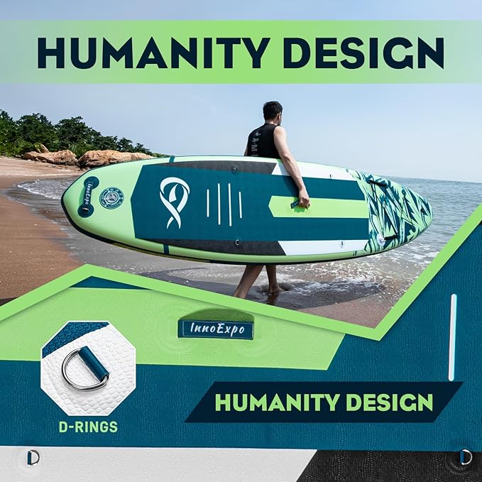 InnoExpo 11' Inflatable Stand Up Paddle Boards with Premium Accessories, Wide Stable SUP Paddle Board Design, Non-Slip Comfort Deck for Youth & Adults