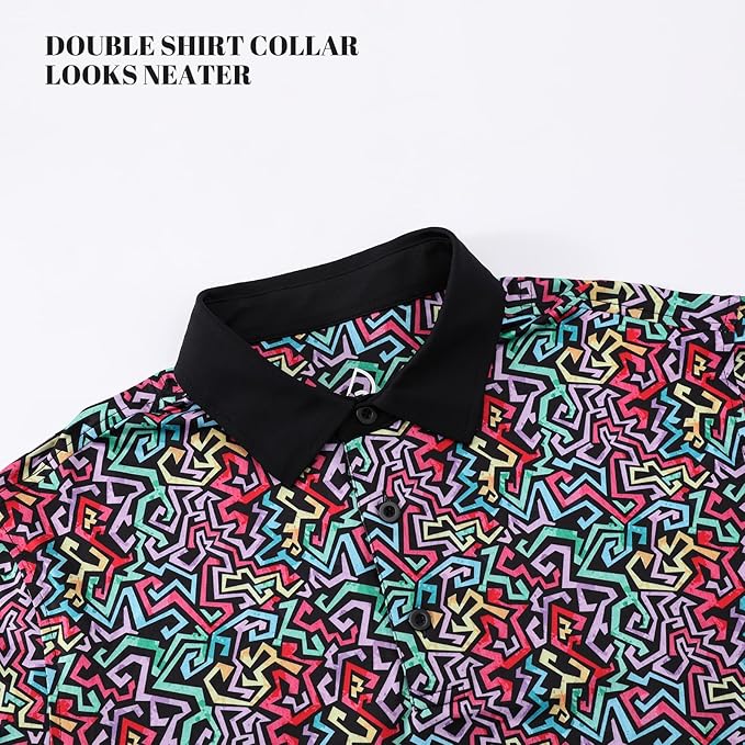 DEOLAX Mens Polo Shirts Fashion Print Mens Golf Shirt Dry Fit Mens Golf Polo Short Sleeve Quick Dry Funny Golf Shirt for Men