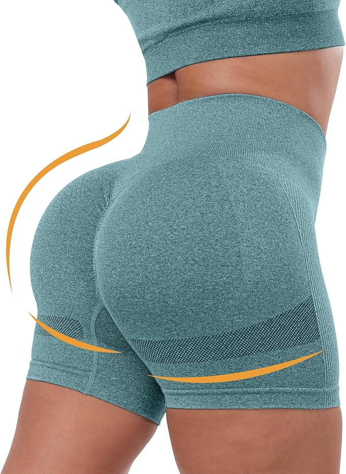 CHRLEISURE Women's 4 Packs Workout Gym Shorts, High Waisted Butt Lifting Scrunch Butt Seamless Booty Shorts
