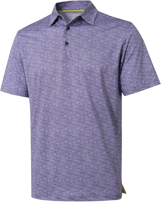 Men's Golf Polo Shirts Short Sleeve Striped Performance Moisture Wicking Dry Fit Golf Shirts for Men