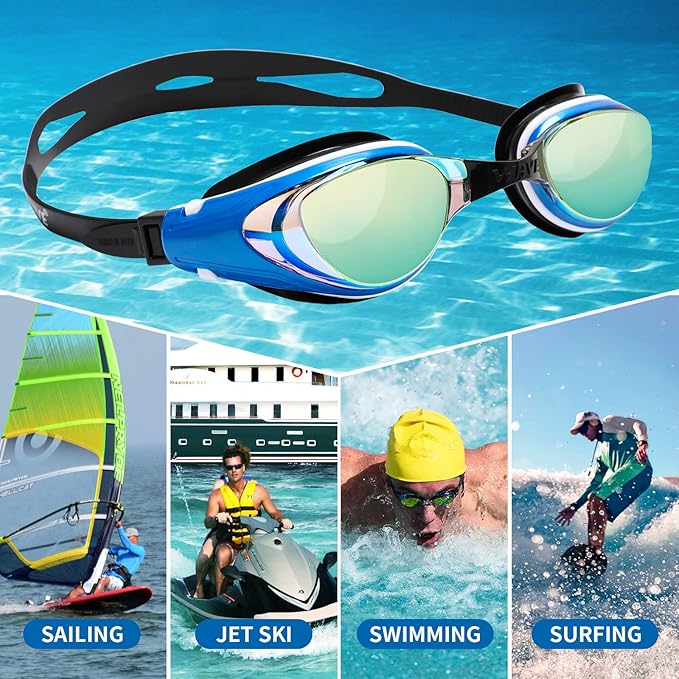 Nearsighted Swim Goggles, Shortsighted Optical Swimming Goggles No Leaking Anti Fog UV Protection for Adult Men Women