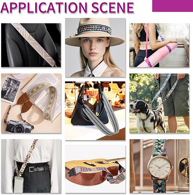 Printed Flower Nylon Webbing with Buckle 1 1/2 inch 6 Yards Pink Thick Patterned Fabric Webbing Luggage Handle Jacquard Ribbon for Backpack Bags-Seatbelt-Clothing-Sewing-DIY Crafts & Projects