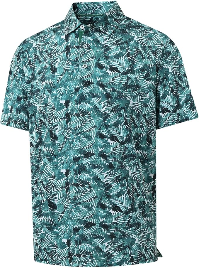 Men's Golf Polo Shirts Short Sleeve Striped Performance Moisture Wicking Dry Fit Golf Shirts for Men