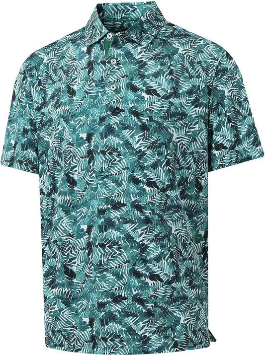 Men's Golf Polo Shirts Short Sleeve Striped Performance Moisture Wicking Dry Fit Golf Shirts for Men