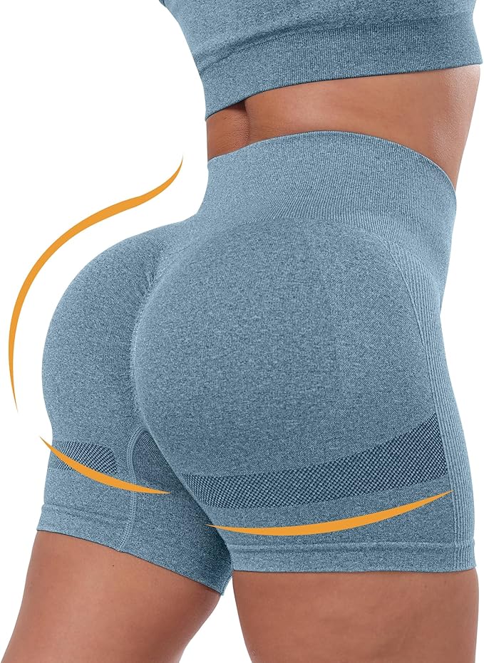CHRLEISURE Women's 4 Packs Workout Gym Shorts, High Waisted Butt Lifting Scrunch Butt Seamless Booty Shorts