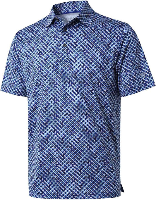 Men's Golf Polo Shirts Short Sleeve Striped Performance Moisture Wicking Dry Fit Golf Shirts for Men