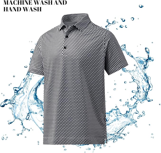 DEOLAX Mens Polo Shirts Fashion Print Mens Golf Shirt Dry Fit Mens Golf Polo Short Sleeve Quick Dry Funny Golf Shirt for Men