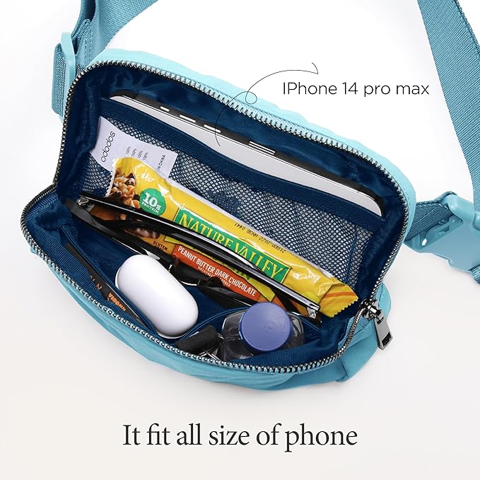 ODODOS Unisex Mini Belt Bag with Adjustable Strap Small Fanny Pack for Workout Running Traveling Hiking, Steel Blue