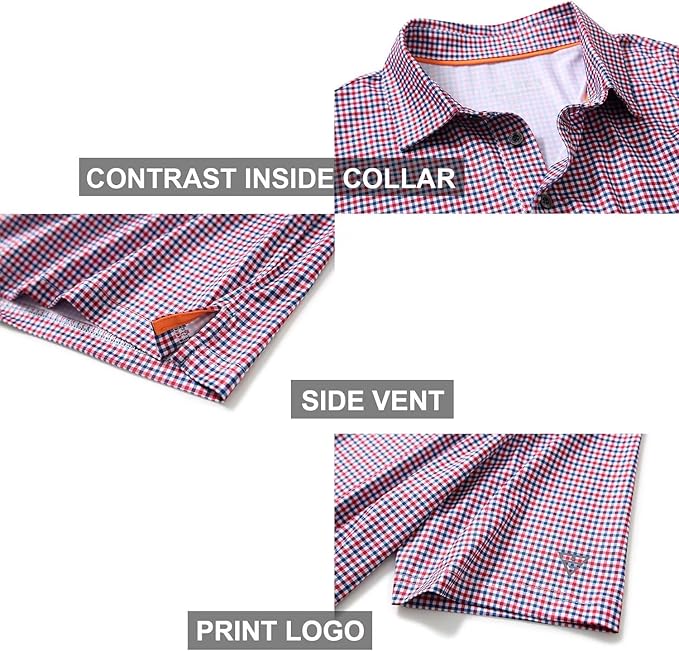 Men's Golf Polo Shirts Short Sleeve Striped Performance Moisture Wicking Dry Fit Golf Shirts for Men