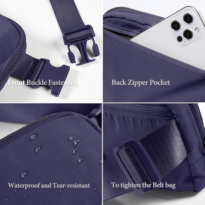 ODODOS Unisex Mini Belt Bag with Adjustable Strap Small Fanny Pack for Workout Running Traveling Hiking, Purple Reign