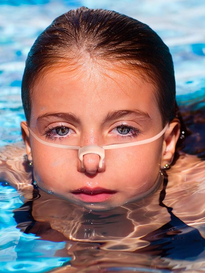 Blulu 6 Pieces Swimming Nose Clip Latex Gel Nose Plugs for Swimming Swimmer Accessories for Older Kids, Beige