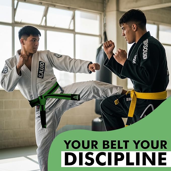 Brazilian Jiu Jitsu Belts Preshurunk Martial Arts Youth BJJ Belts for Girls & Boys with BJJ Ranking Stripes