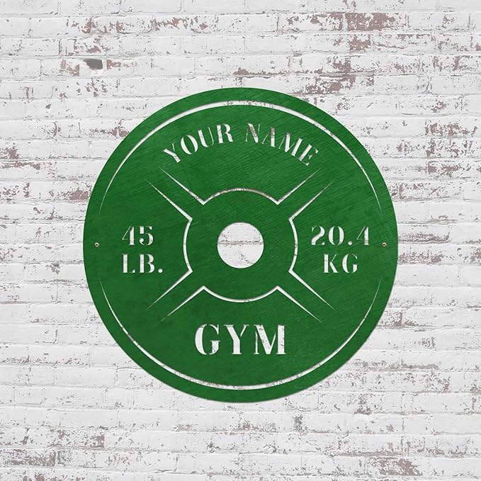 Personalized Home Gym LED Tin Metal Sign Multiple Sizes, Weight Lifting Exercise Workout Room Training Fitness Center Motivational Inspirational Quotes Decor Wall Art Hanging Accessories (08 w/o LED)