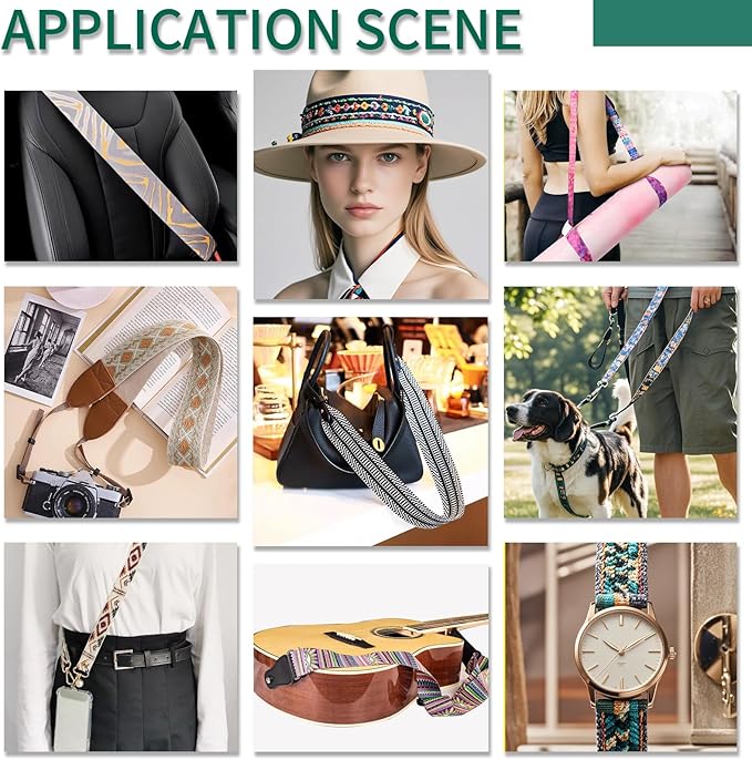 Printed Flower Nylon Webbing with Buckle 1 1/2 inch 6 Yards Deep Green Thick Patterned Fabric Webbing Luggage Handle Jacquard Ribbon for Backpack Bags-Seatbelt-Clothing-Sewing-DIY Crafts & Projects