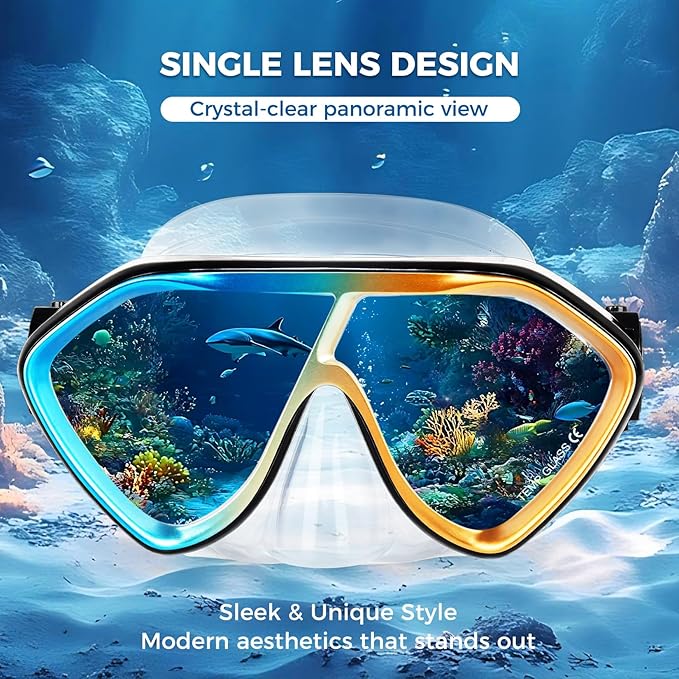 Scuba Diving Mask for Adults - Premium Anti-Fog Snorkeling Mask Comfortable & Leak-Proof Swim Goggles with Nose Cover for Scuba Diving, Snorkeling & Underwater Adventures