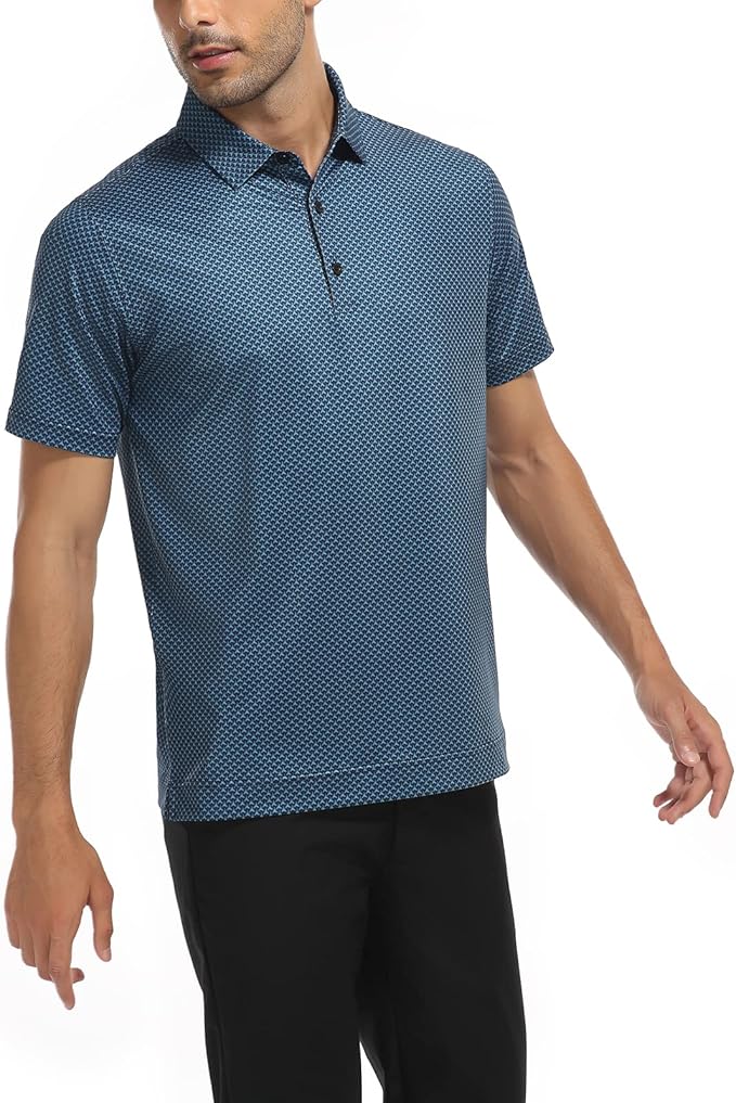 DEOLAX Mens Polo Shirts Fashion Print Mens Golf Shirt Dry Fit Mens Golf Polo Short Sleeve Quick Dry Funny Golf Shirt for Men