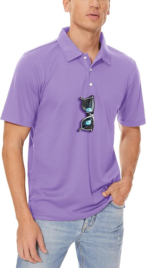 MAGCOMSEN Men's Polo Shirts 3 Buttons Casual Work T Shirts Quick Dry Short Sleeve Golf Shirt Pique Jersey Outdoor Performance