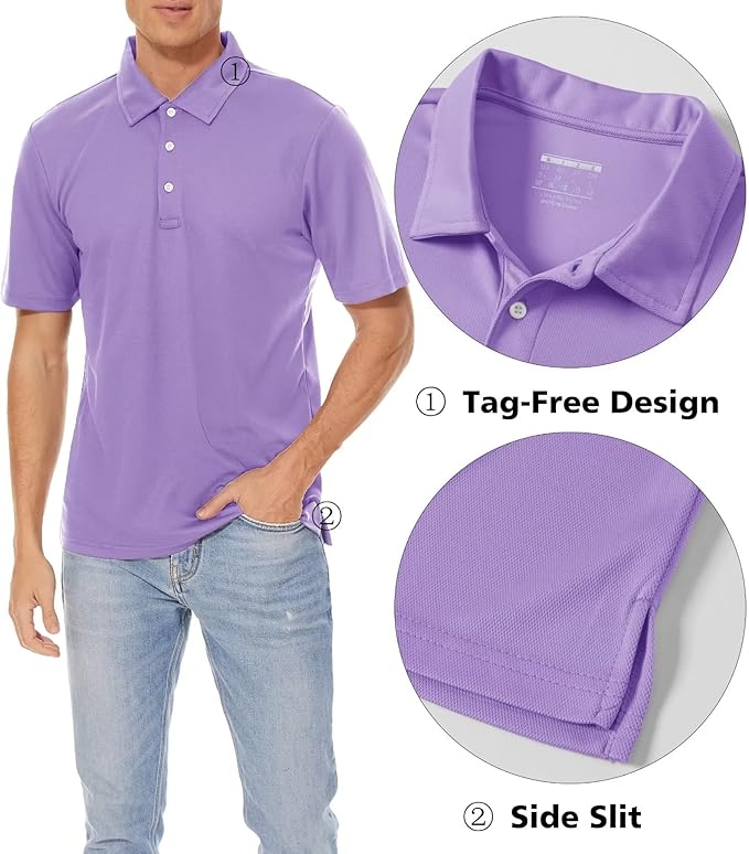 MAGCOMSEN Men's Polo Shirts 3 Buttons Casual Work T Shirts Quick Dry Short Sleeve Golf Shirt Pique Jersey Outdoor Performance