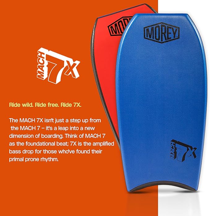 Morey Mach 7X 41.5-42.5" Bodyboard - Choose Size and Color (Blue/Red, 41.5")