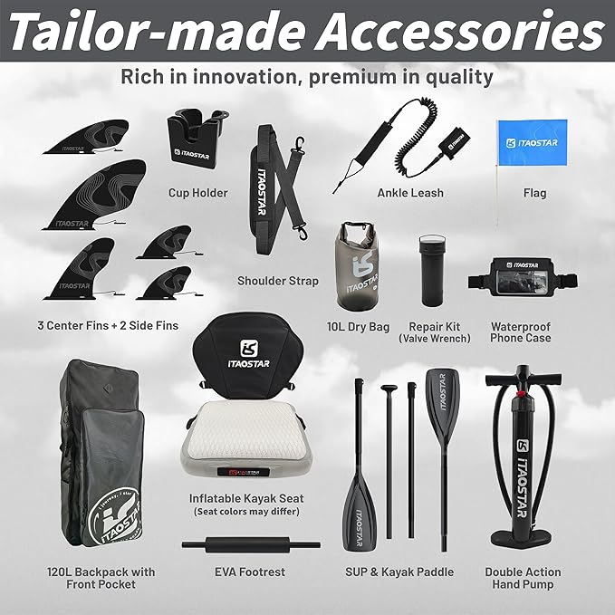 City Park 12'×35" Extra Wide Paddle Board with Seat, One-Stop Premium SUP Board Gears, Tailored 5 Fins, Stable Inflatable Stand Up Paddle Boards for Youth/Adults of All Levels