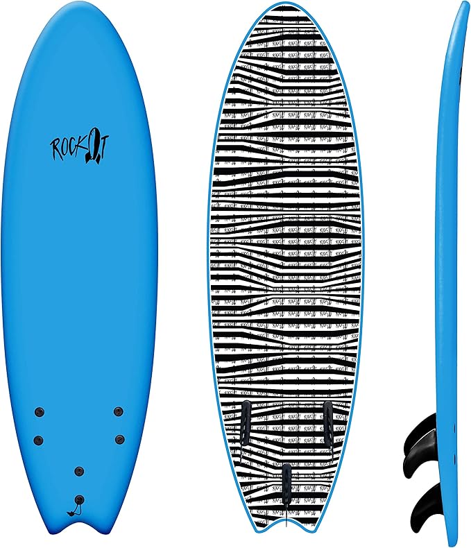 Rock-It 6' Albert Performance Fish Soft Top Surfboard Surf Board, Foam Surfboard, Kids Surfboard, Adult Surfboard, Tabla De Surf, Beginner Surfboard