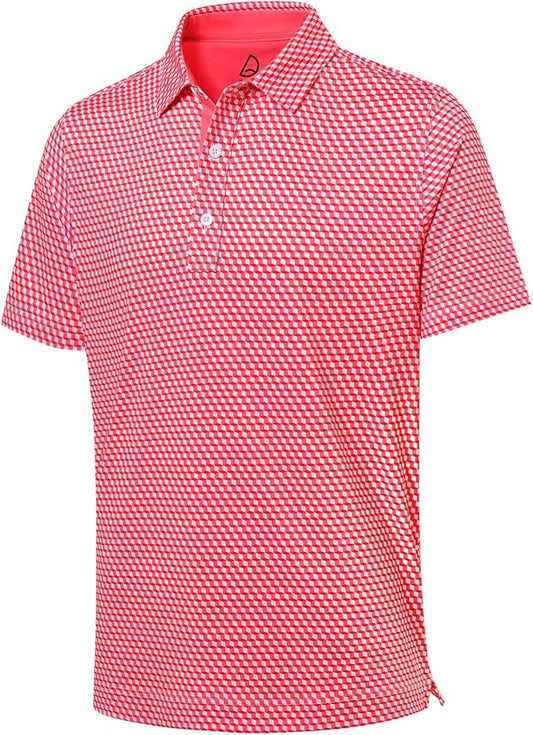 DEOLAX Mens Polo Shirts Fashion Print Mens Golf Shirt Dry Fit Mens Golf Polo Short Sleeve Quick Dry Funny Golf Shirt for Men