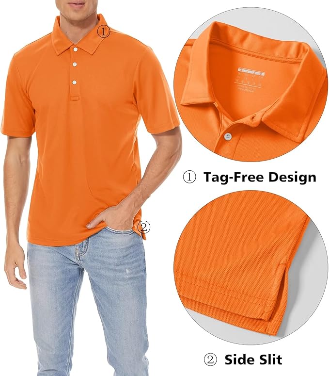MAGCOMSEN Men's Polo Shirts 3 Buttons Casual Work T Shirts Quick Dry Short Sleeve Golf Shirt Pique Jersey Outdoor Performance