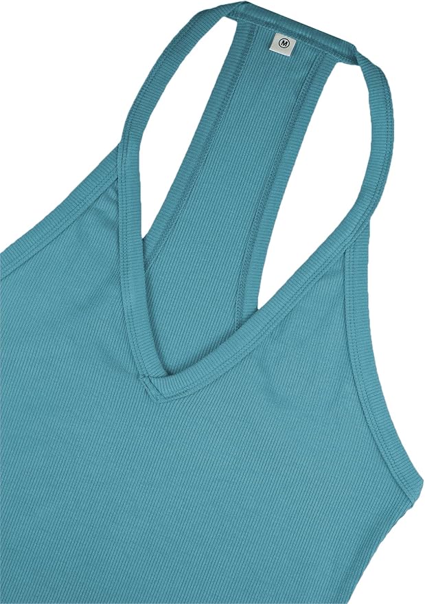 iGENJUN Workout Tops for Women Racerback Basic Tank Summer 2025 Camisole V Neck Slim Fit Ribbed Sleeveless