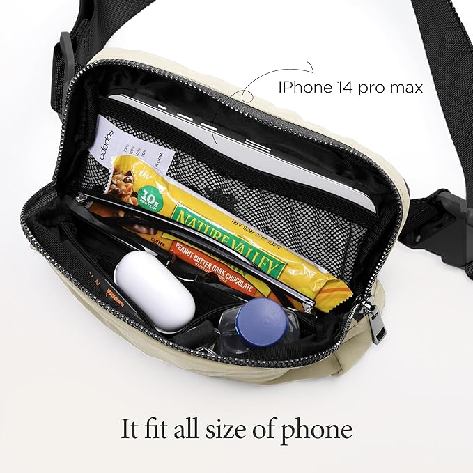 ODODOS Unisex Mini Belt Bag with Adjustable Strap Small Fanny Pack for Workout Running Traveling Hiking, Khaki