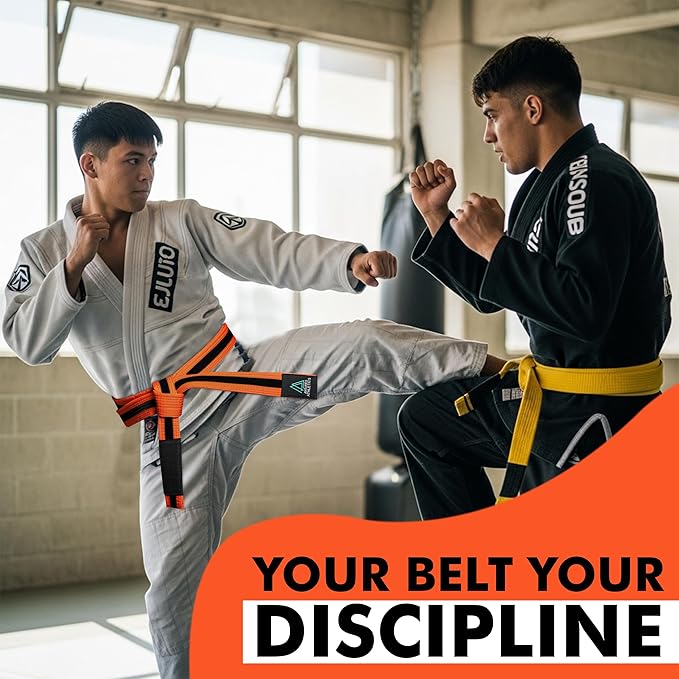 Brazilian Jiu Jitsu Belts Preshurunk Martial Arts Youth BJJ Belts for Girls & Boys with BJJ Ranking Stripes